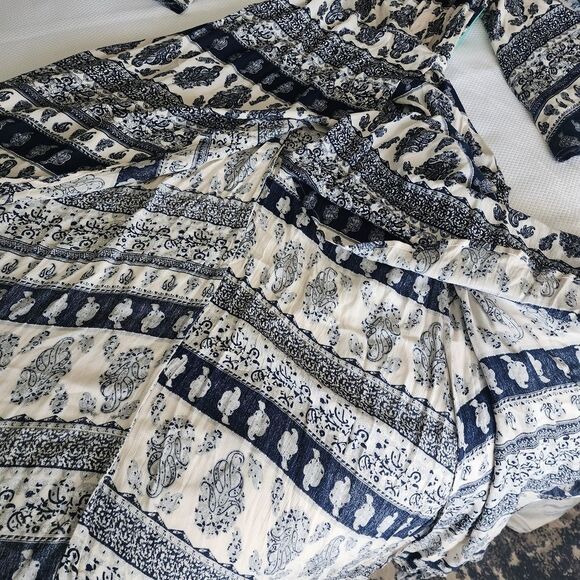 Aratta Silent Journey Chic Blue and Cream Floral High Low Bohemian Dress - Picture 16 of 16